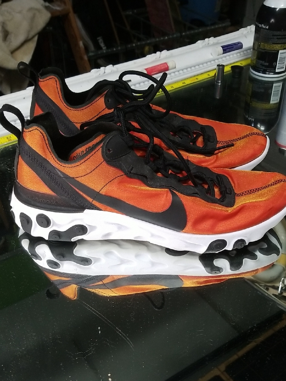 Mens 9 Nike React Element 55 PRM "Sunrise" sneakera vibrant orange/black MINT